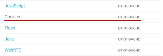 Cookies отключен