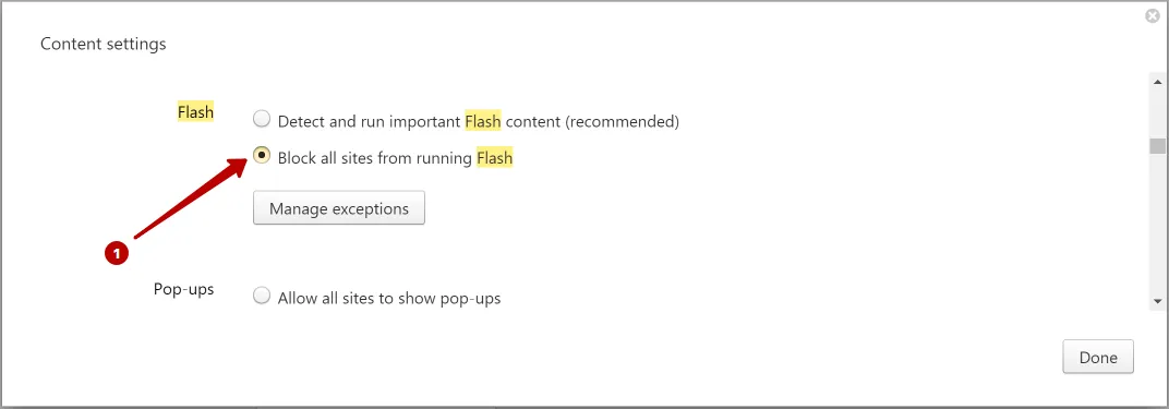 Disabling Flash in Yandex Browser