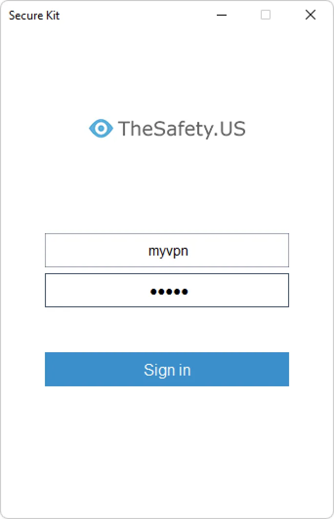Login to your account in Secure Kit on Windows