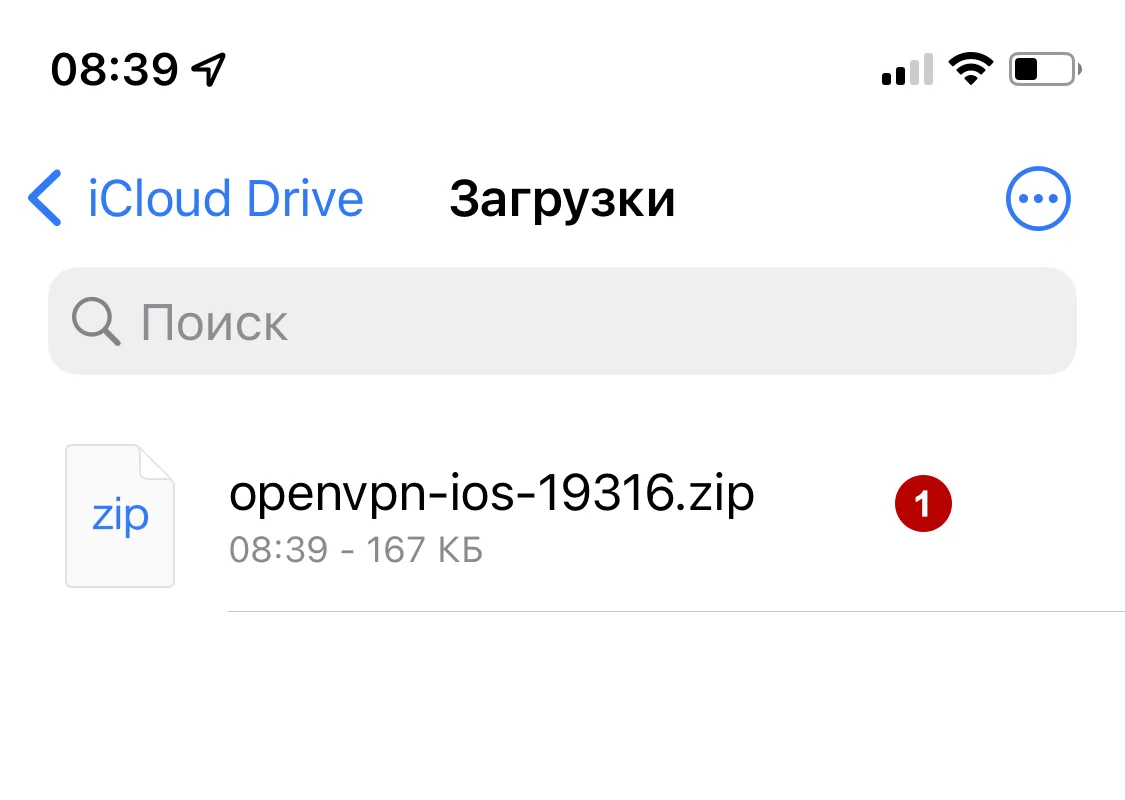 Распаковать ZIP архив на iOS 15