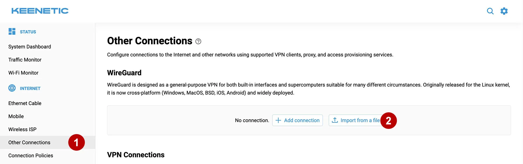 Import Wireguard config on the Keenetic router