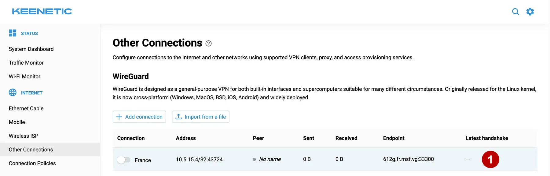 Edit Wireguard config on the Keenetic router