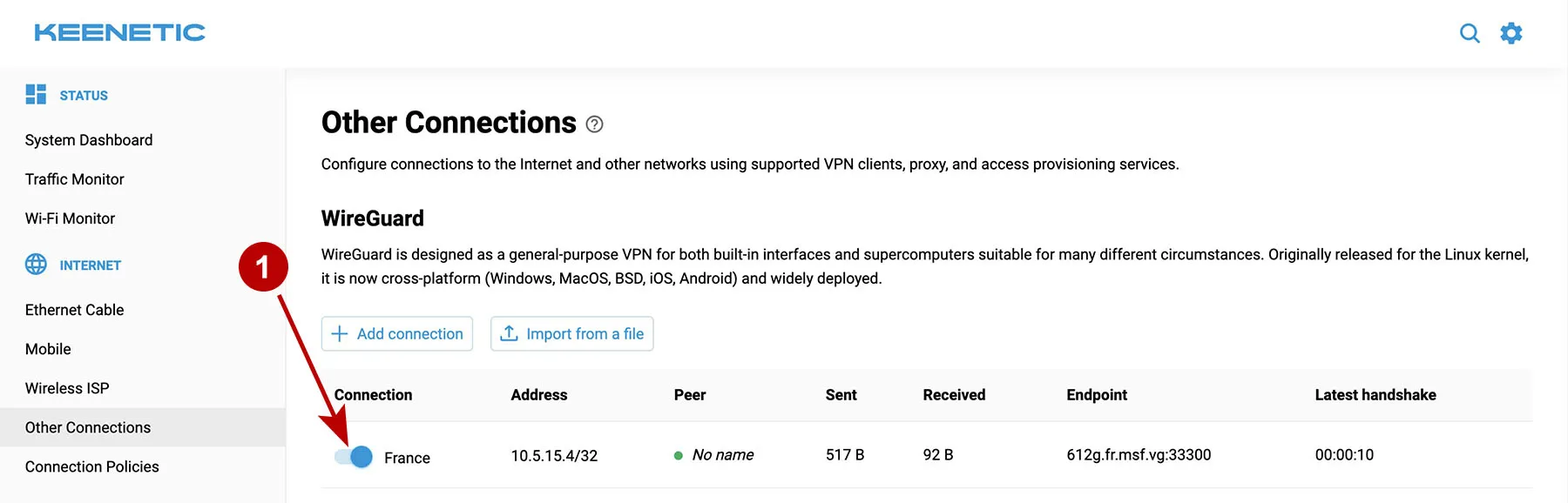 Enable AmneziaWG VPN on the Keenetic router