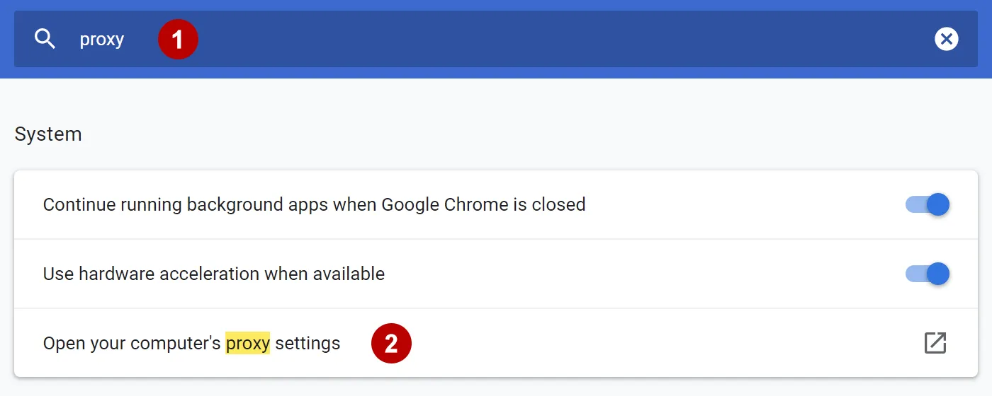 HTTP and Socks proxy settings in Google Chrome on Windows