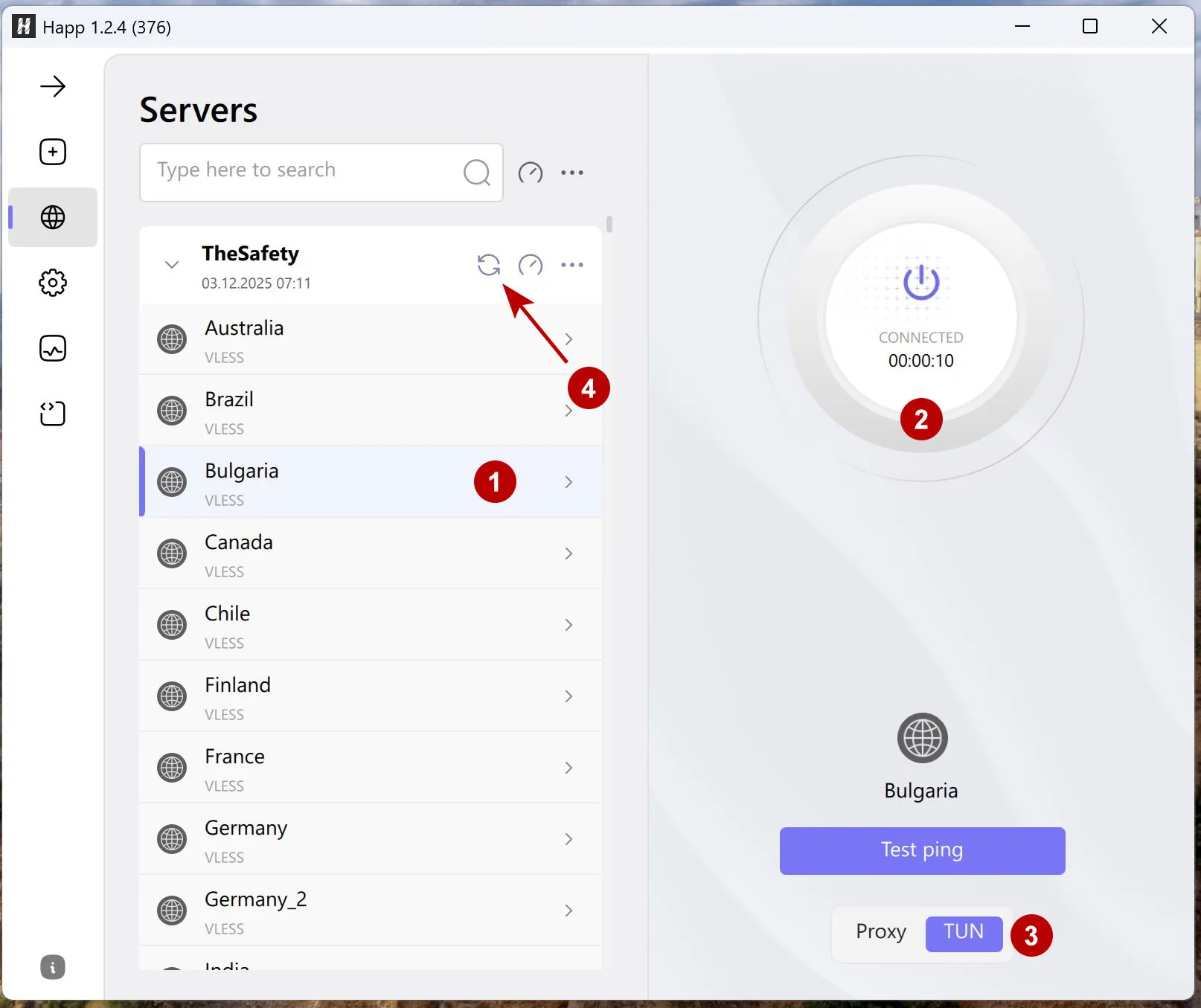 Connecting to xVPN in Happ on Windows